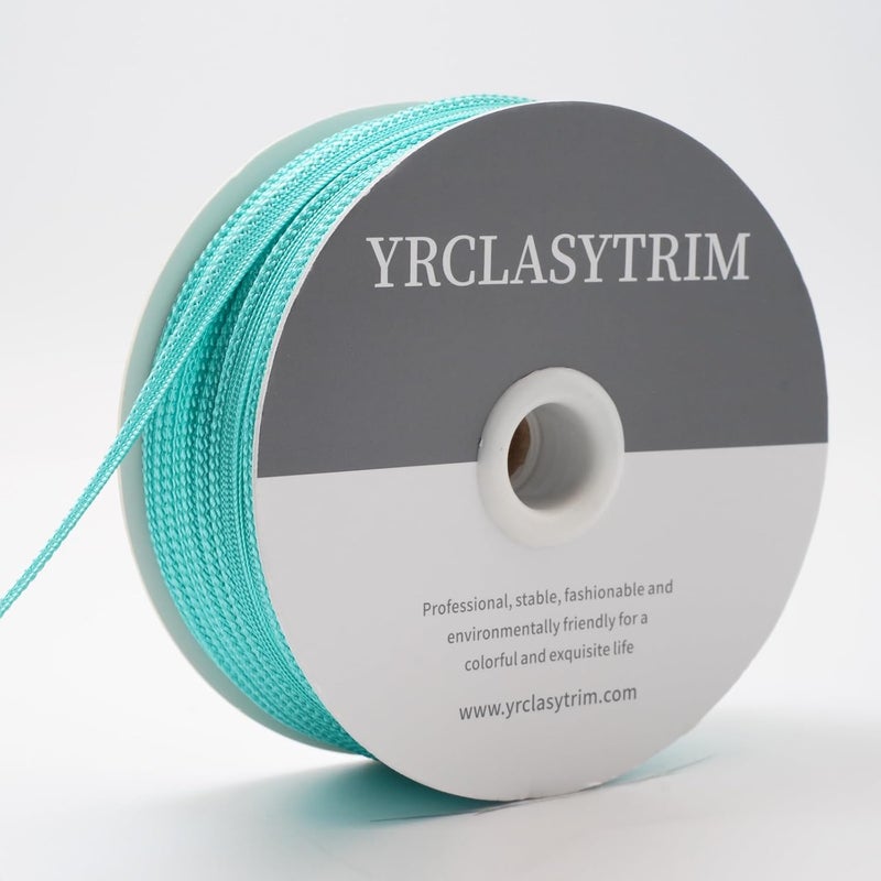 YRCLASYTRIM 0.35 بوصة (55 ياردة) حافة خياطة، حبل بوليستر لامع، لخياطة الملابس، الأقمشة المنزلية، تزيين الحرف اليدوية، 30 لون (أزرق سماوي) - Image 3